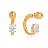 Gold Stud and Oval Earring Waterproof