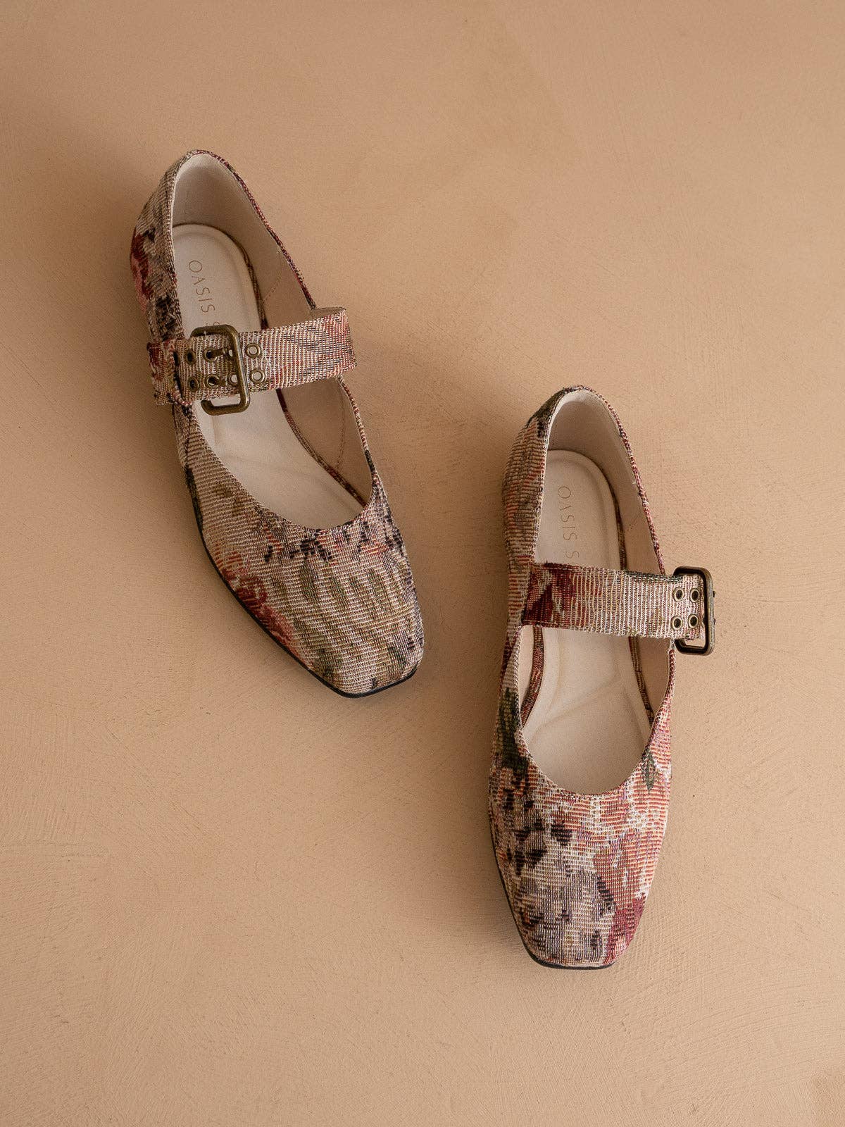 Mauve Tapestry Ballet Flat with Buckle