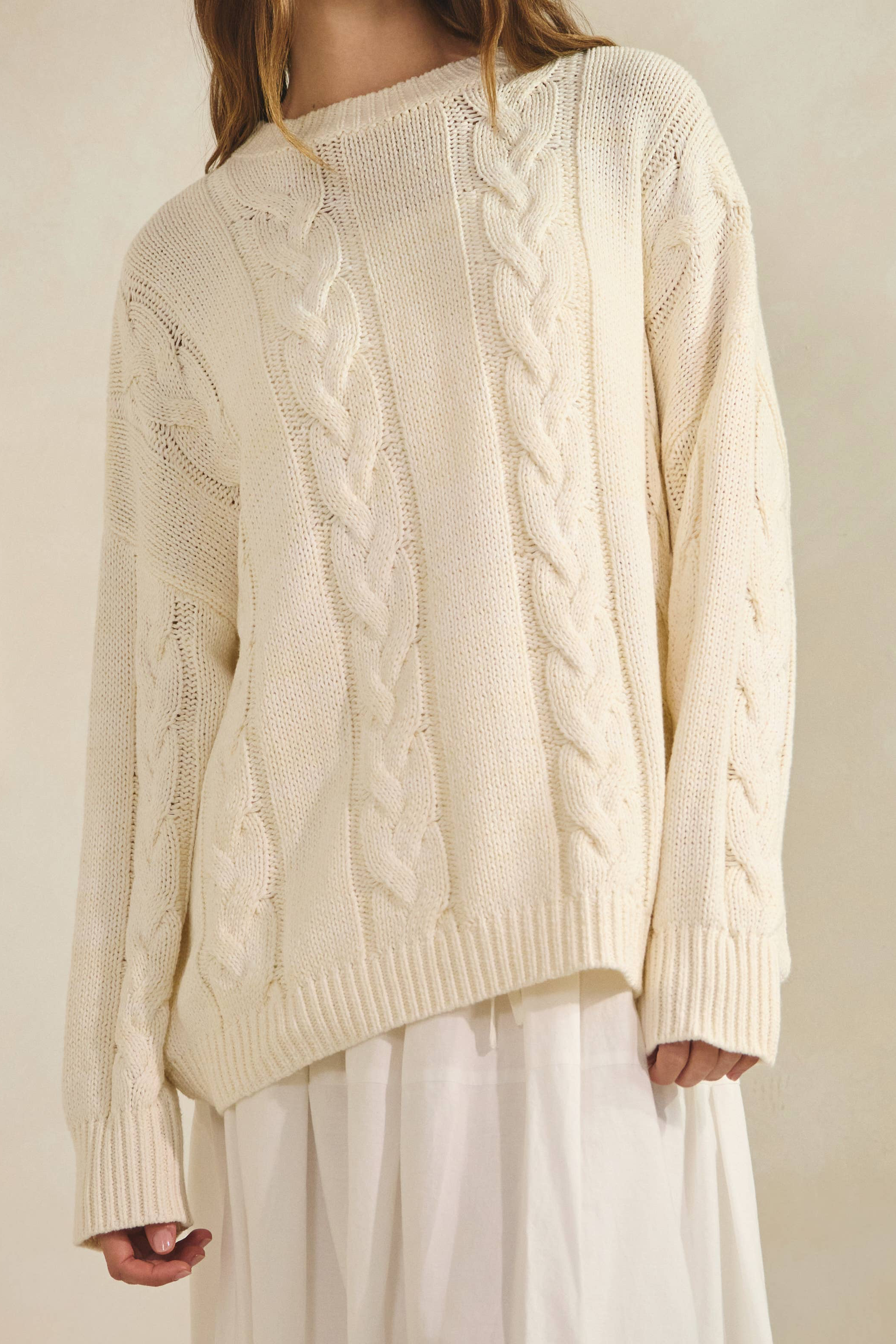 Coco Crème Cable Knit Sweater