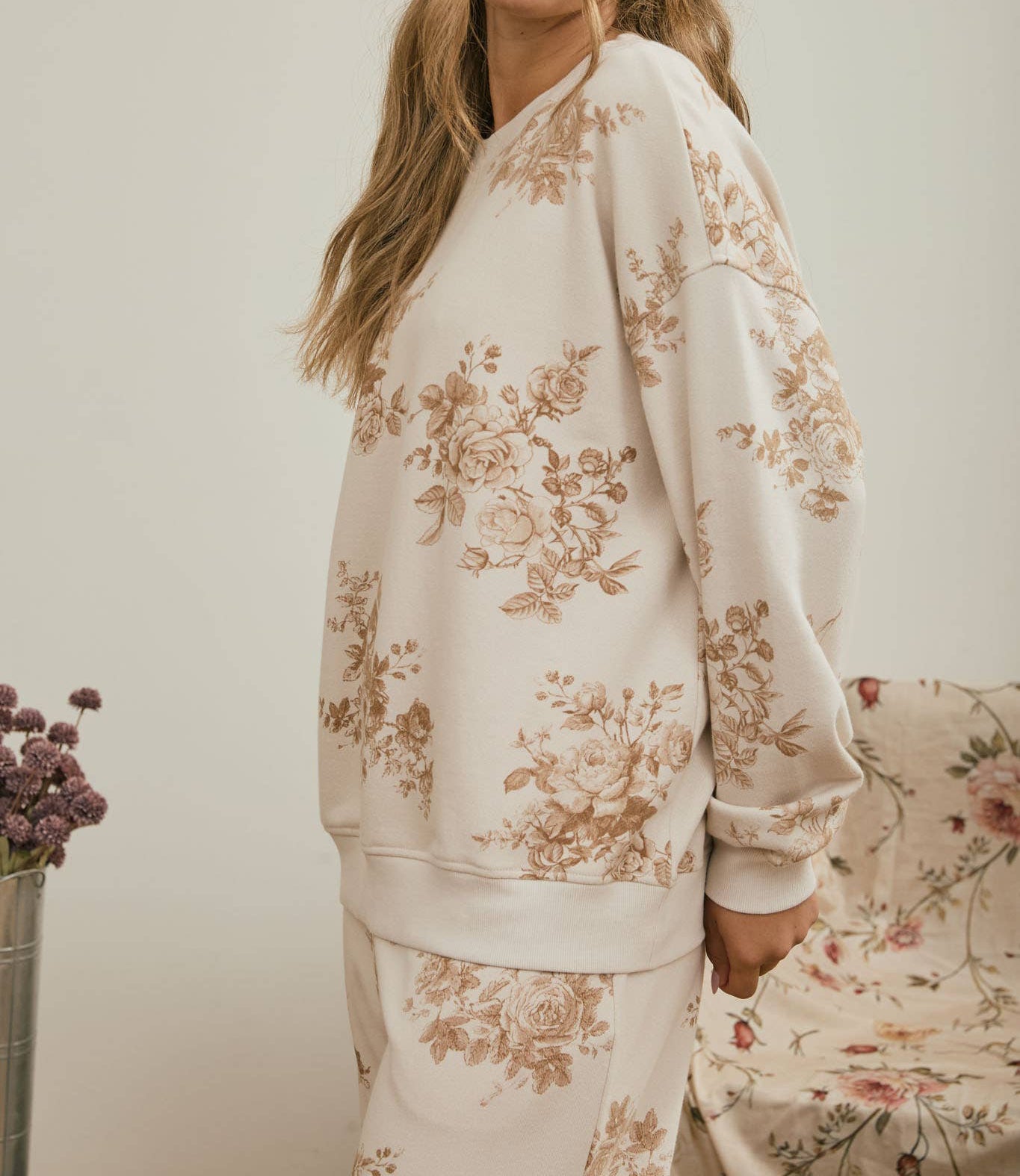 Floral Toile Long Sleeve Top