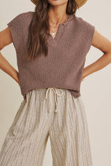 Mocha Slub Knit Sweater Top