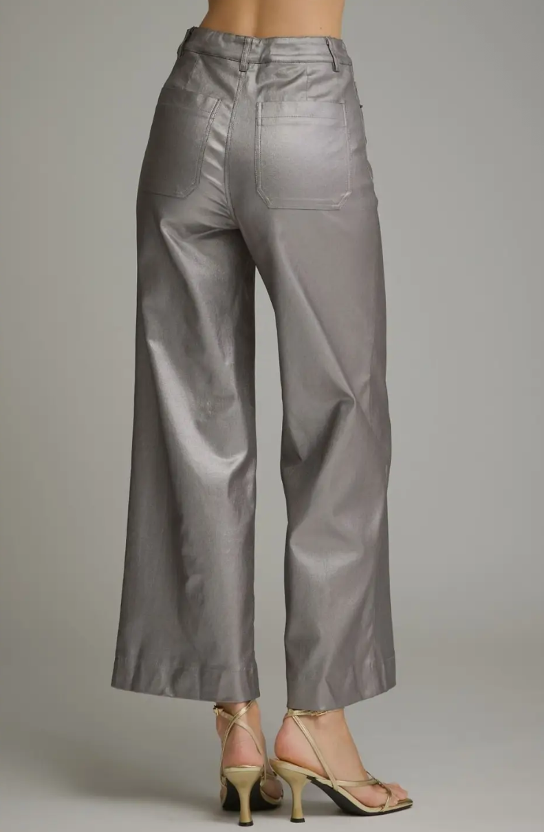 Steel Metallic Grey Wide Leg Pant